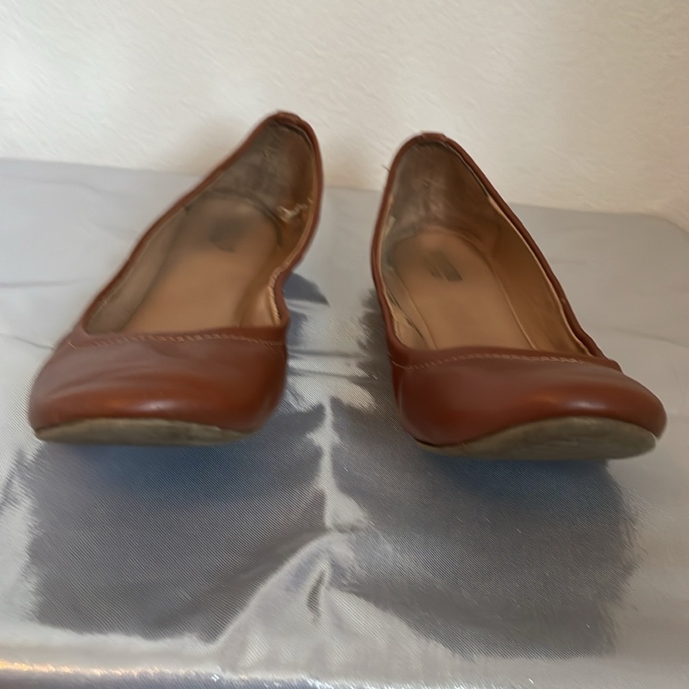 Brown ballet flats from Target, slightly worn